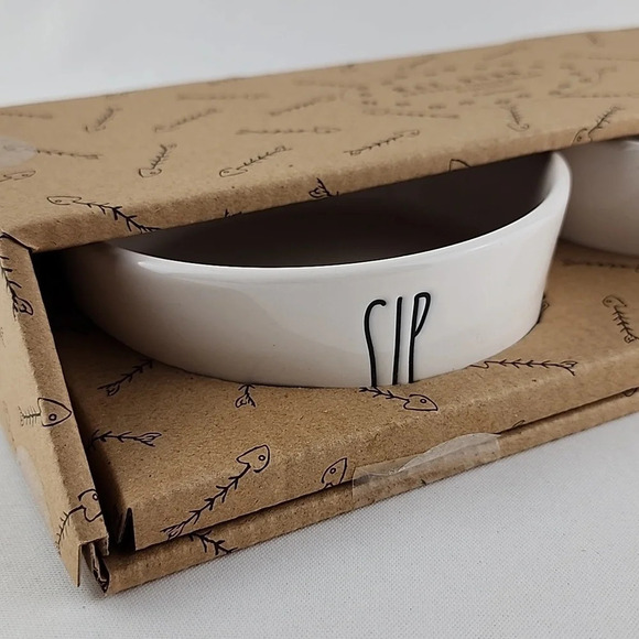 Rae Dunn 4" Cute White Dog Cat Bowls Pet Dish by  Magenta SIP SAVOR - Picture 4 of 12